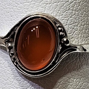 Metaphisical Carnelian set in SOLID  silver 925 mark ring sizes 4 - 12 US stone size 6 X 8 mm gift box included Made in Poland