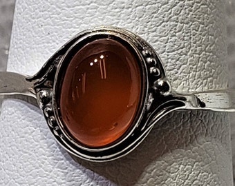 Metaphisical Carnelian set in SOLID  silver 925 mark ring sizes 4 - 12 US stone size 6 X 8 mm gift box included Made in Poland