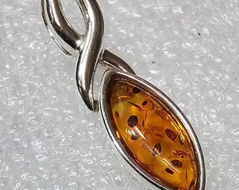 Sterling Silver Baltic Amber Charm: Small Gemstone Pendant