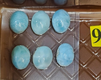 Dominican Larimar Cabochons: Blue Oval Gemstone Lot of 6pcs (6x8mm) 9 LOTS