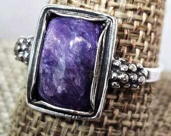 Purple Charoite Ring – Solid Sterling Silver (.925)
