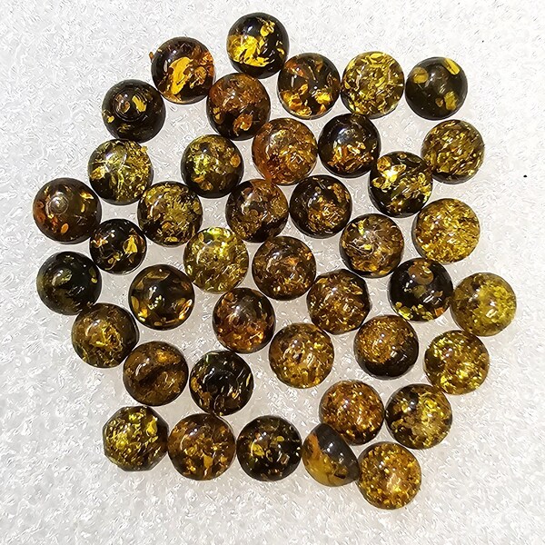 Designer dream! Natural Green Baltic Amber round cabochon size 5 mm lot of 12 or 24 pcs Weight 2.5 - 5 Carats