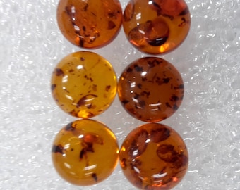 Natural Baltic Amber round cabochon size 12 mm mix grades lot of 6 pcs