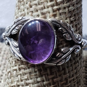 Natural Amethyst set in SOLID  silver 925 mark ring sizes 4 - 12 US stone size 8 x 10 mm gift box included made in Poland