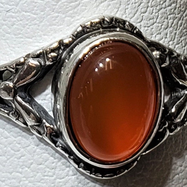 Crystal healing Carnelian set in SOLID  silver 925 mark ring sizes 4 - 12 US stone size 6 X 8 mm gift box included