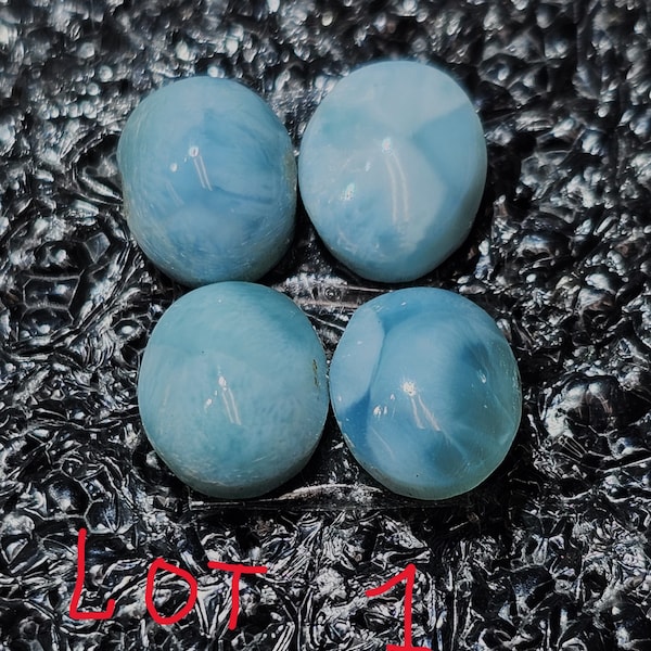 Designer dream! Rare blue Dominican Republic Larimar lot of 4 oval cabochons size about 8 x 10 mm weight about 12 carats 9 lots 1-9