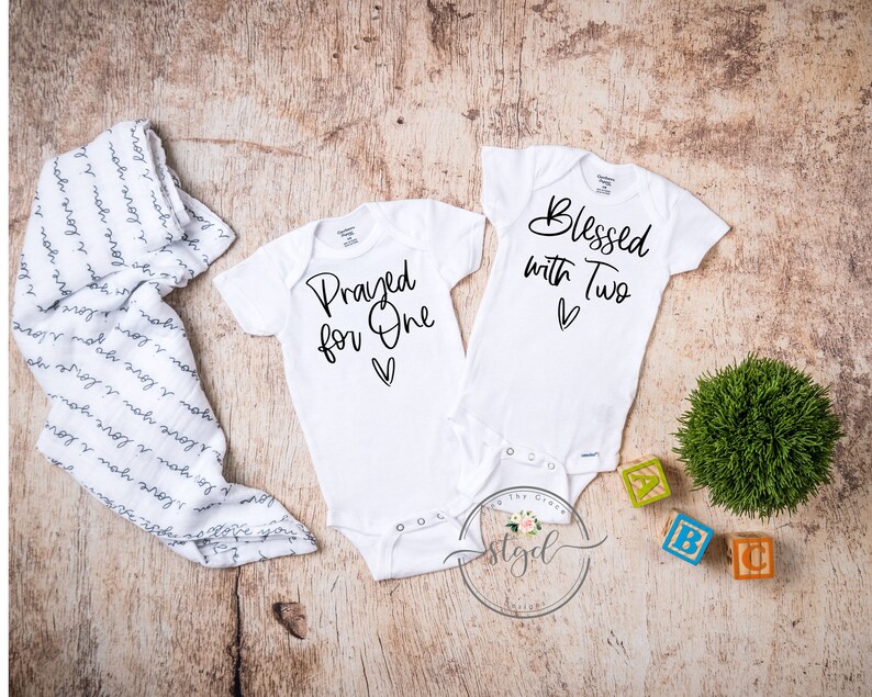 twins Blessed with two outfit Twins gift Prayed for one onesie\u00ae Twins baby shower gift Twins gift onesie\u00ae twins Onesie\u00ae