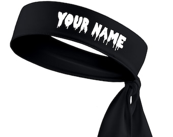 Custom Personalized Drippy Name B3 U ATHLETICS Sports Head Tie Headband - White Black Red Blue Yellow Orange Green Purple Pink Grey Drip