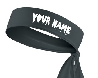 Custom Personalized Drippy Name B3 U ATHLETICS Sports Head Tie Headband - White Black Red Blue Yellow Orange Green Purple Pink Grey Drip