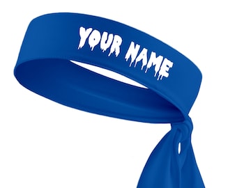 Custom Personalized Drippy Name B3 U ATHLETICS Sports Head Tie Headband - White Black Red Blue Yellow Orange Green Purple Pink Grey Drip