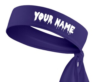 Custom Personalized Drippy Name B3 U ATHLETICS Sports Head Tie Headband - White Black Red Blue Yellow Orange Green Purple Pink Grey Drip