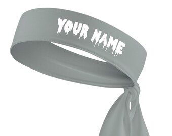 Custom Personalized Drippy Name B3 U ATHLETICS Sports Head Tie Headband - White Black Red Blue Yellow Orange Green Purple Pink Grey Drip