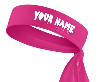 Custom Personalized Drippy Name B3 U ATHLETICS Sports Head Tie Headband - White Black Red Blue Yellow Orange Green Purple Pink Grey Drip