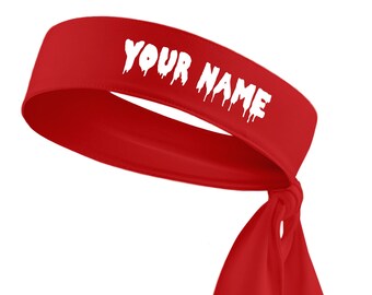 Custom Personalized Drippy Name B3 U ATHLETICS Sports Head Tie Headband - White Black Red Blue Yellow Orange Green Purple Pink Grey Drip