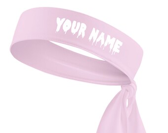 Custom Personalized Drippy Name B3 U ATHLETICS Sports Head Tie Headband - White Black Red Blue Yellow Orange Green Purple Pink Grey Drip