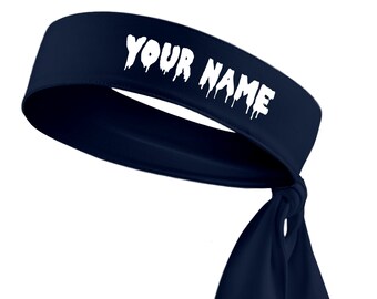 Custom Personalized Drippy Name B3 U ATHLETICS Sports Head Tie Headband - White Black Red Blue Yellow Orange Green Purple Pink Grey Drip