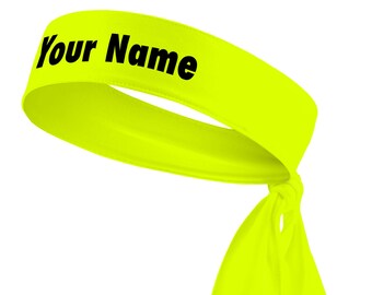 Custom Personalized Neon Highlighter B3UATHLETICS Tie Headband - White Black Red Blue Yellow Orange Green Purple Pink Grey Light Highlighter