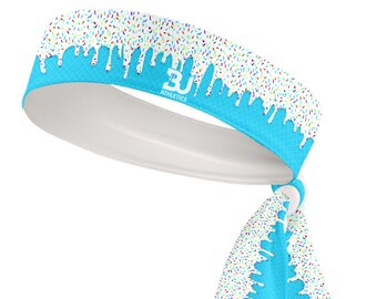 B3U Light Blue Ice Cream Drip Tie Headband - Multi. Color Sprinkles -B3 U ATHLETICS -  White, Yellow, Pink, Green, Purple, Orange, Red