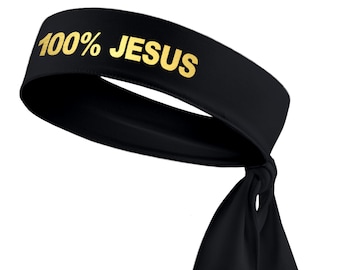 100% Jesus Sports Head Tie Headband Soccer Football White Black Athletic Fitness Stretch Sweatband Headwrap Fútbol Ninja Bandana Gold