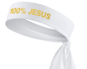 100% Jesus Sports Head Tie Headband Soccer Football Athletic Fitness Stretch Sweatband Headwrap Fútbol Ninja Bandana Gold White Black