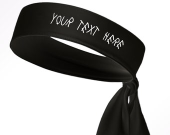 Custom Personalized Name Moisture Wicking Head Tie Headband - White Black Red Blue Yellow Orange Green Purple Pink Grey Light Dark - Drip