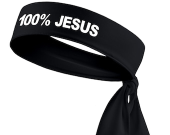 100% Jesus Sports Head Tie Headband Soccer Football White Black Athletic Fitness Stretch Sweatband Headwrap Fútbol Ninja Bandana