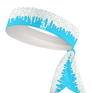 B3U Light Blue Ice Cream Drip Tie Headband - Multi. Color Sprinkles -B3 U ATHLETICS -  White, Yellow, Pink, Green, Purple, Orange, Red