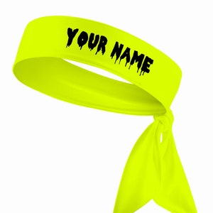 Custom Personalized Drippy Neon B3UATHLETICS Tie Headband - White Black Red Blue Yellow Orange Green Purple Pink Grey Light Highlighter Drip