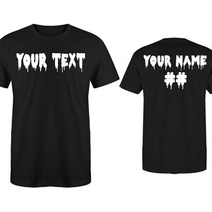 Design Your Own Custom Text Name Number Front Back Short Sleeve Black or White Athletic T-Shirt Jersey Adults Youth Kids Sports