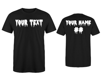 Design Your Own Custom Text Name Number Front Back Short Sleeve Black or White Athletic T-Shirt Jersey Adults Youth Kids Sports