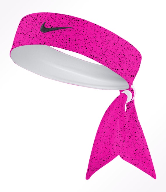 Custom Pink Speckle Nike Dri-Fit Head Tie Headband Black | Etsy