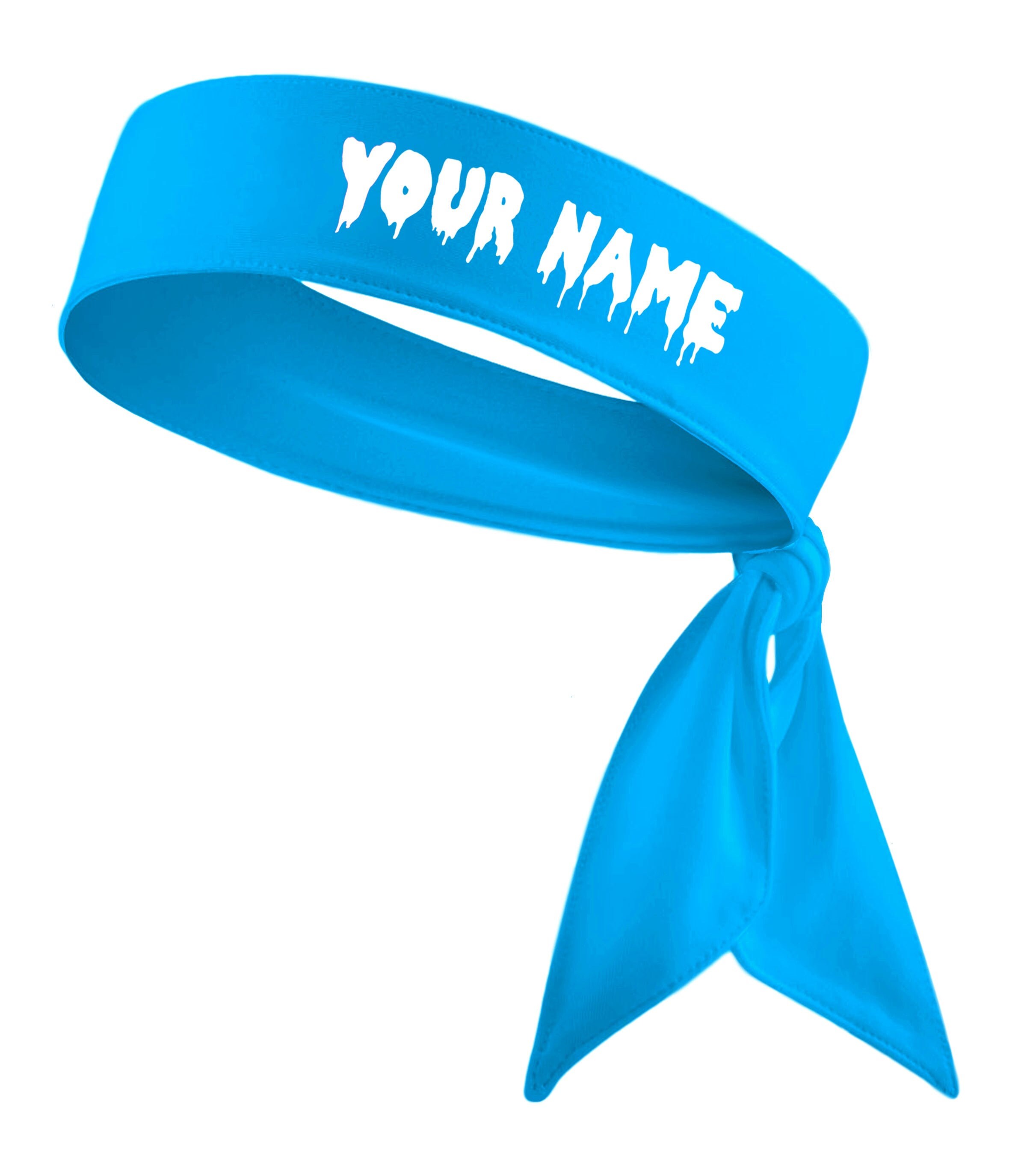 Custom Personalized Drippy Name B3 U ATHLETICS Sports Head Tie Headband - White Black Red Blue Yellow Orange Green Purple Pink Grey Drip
