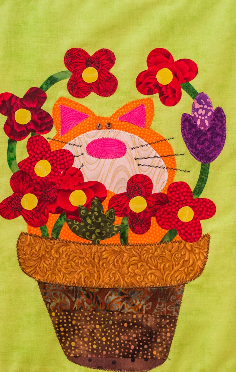 Flower Cat Quilt Karma Pattern Paper Strip Piecing Raw Etsy