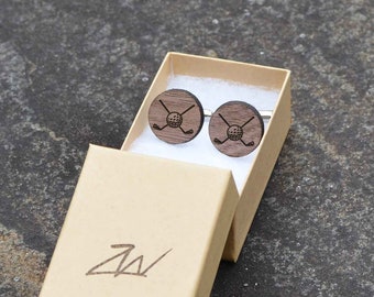 Golf Wood Cufflinks. Personalized Wood Cufflinks. Golfing Cufflinks For Men. Engraved Wood Cufflinks. Groomsmen Gifts. Groomsmen Cufflinks.