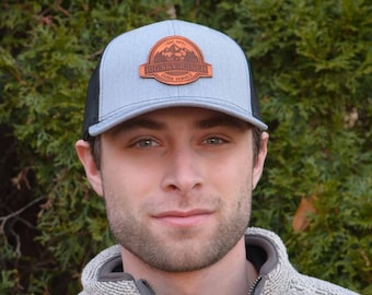 Casquette en cuir avec logo personnalisé, Casquette avec logo personnalisé, Casquette avec logo d'entreprise, Casquette trucker avec écusson, Chapeau personnalisé, Cadeaux promotionnels, Casquette avec logo personnalisé