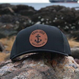 Faux Leather Patch Hat, Logo Hats, Company Logo Hat, Vegan Leather Patch, Custom LeatherPatch Hats, Personalized Hats, Leatherette Patch