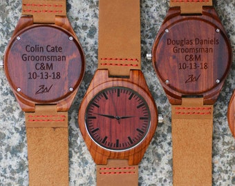 Engraved Wooden Watch for Men. Groomsmen Gift. Anniversary Gifts for Boyfriend. Wood Watch. Engraved Watch. Valentines Gift. Mens Watch.