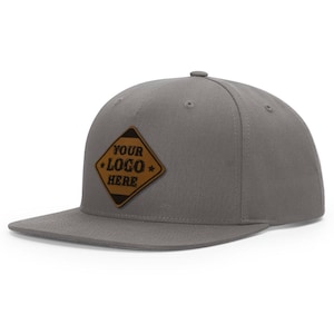 Custom Logo Flat Bill Hats, Company Logo Hat, Leather Patch, Laser Engraved Leather Patch, Custom Leather Patch Hats, Personalized Mens Hats