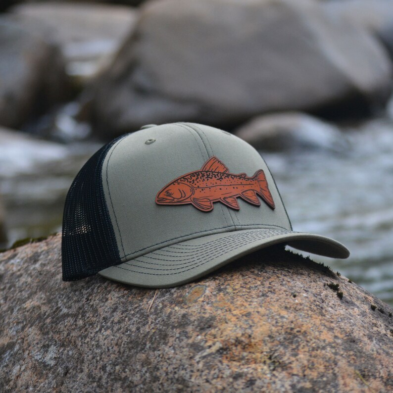 Brook Trout Patch Hat Custom Richardson 112 Leather Patch Etsy
