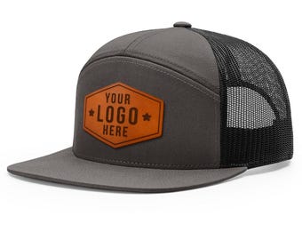 Custom Logo Trucker Hats, Company Logo Hat, Leather Patch, Laser Engraved Leather Patch, Custom Leather Patch Hats, Personalized Mens Hats