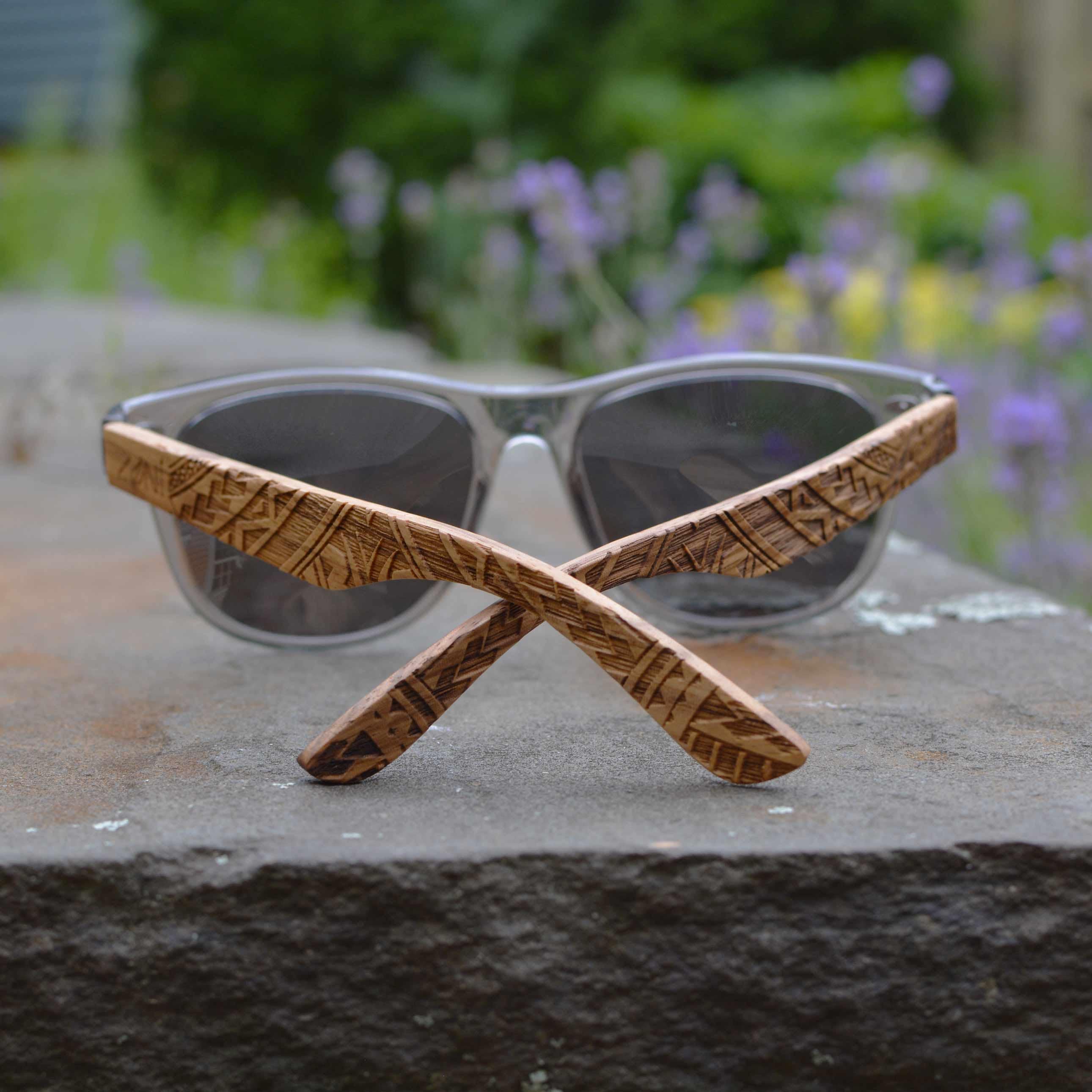Polarized Tribal Design Zebra Wood Sunglasses. Mens  display picture 3