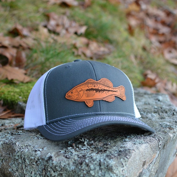 Largemouth Bass Patch Hat, Custom Richardson 112 Leather Patch Hat, Leather  Patch Trucker Hat, Fishing Hat, Fish Patch Hat, Bass Hat 