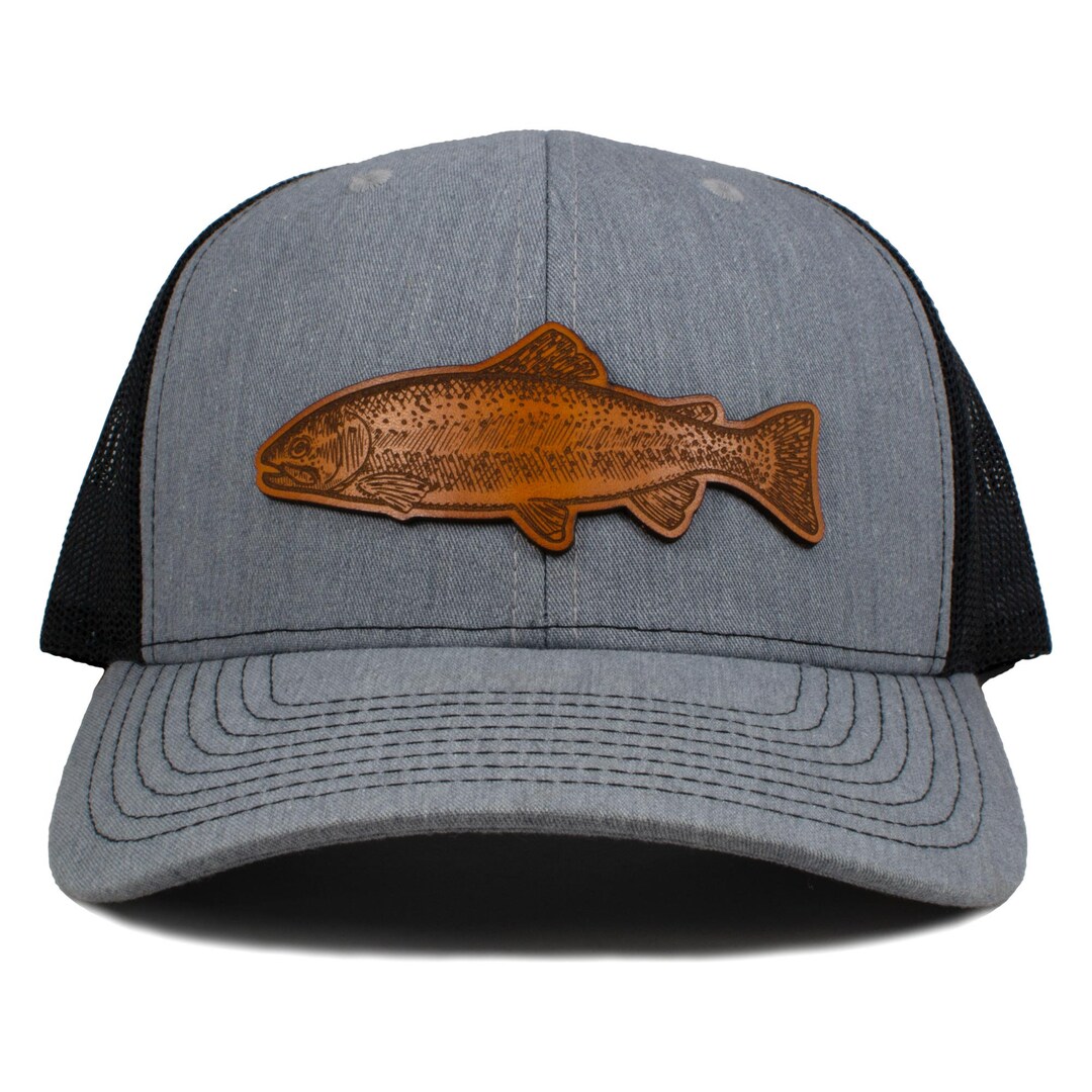 Rainbow Trout Leather Patch Hat, Richardson 112 Trucker Hat - Etsy