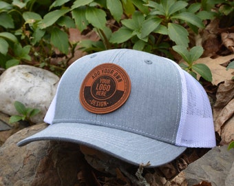 Youth Logo Hats, Company Logo Hat, Leather Patch, Laser Engraved Leather Patch, Custom Leather Patch Hats, Personalized Kids Hats. Child Hat