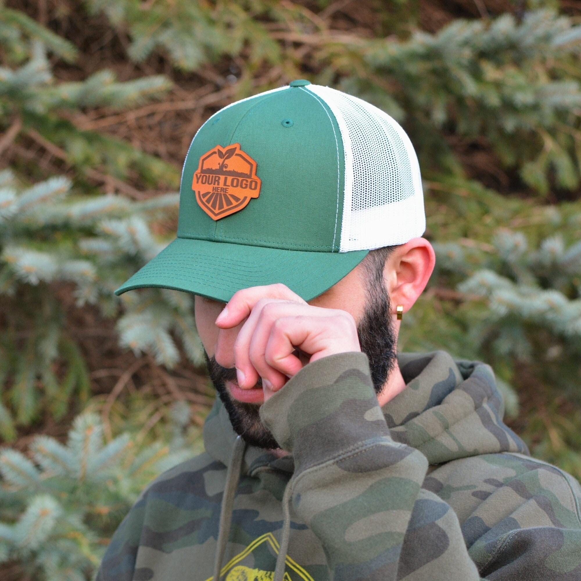 Custom Logo Leather Patch Hat, Personalized Logo Hat, Company Logo Hat, Trucker Hat, Custom hat, Genuine Leather Patch, Custom logo Cap