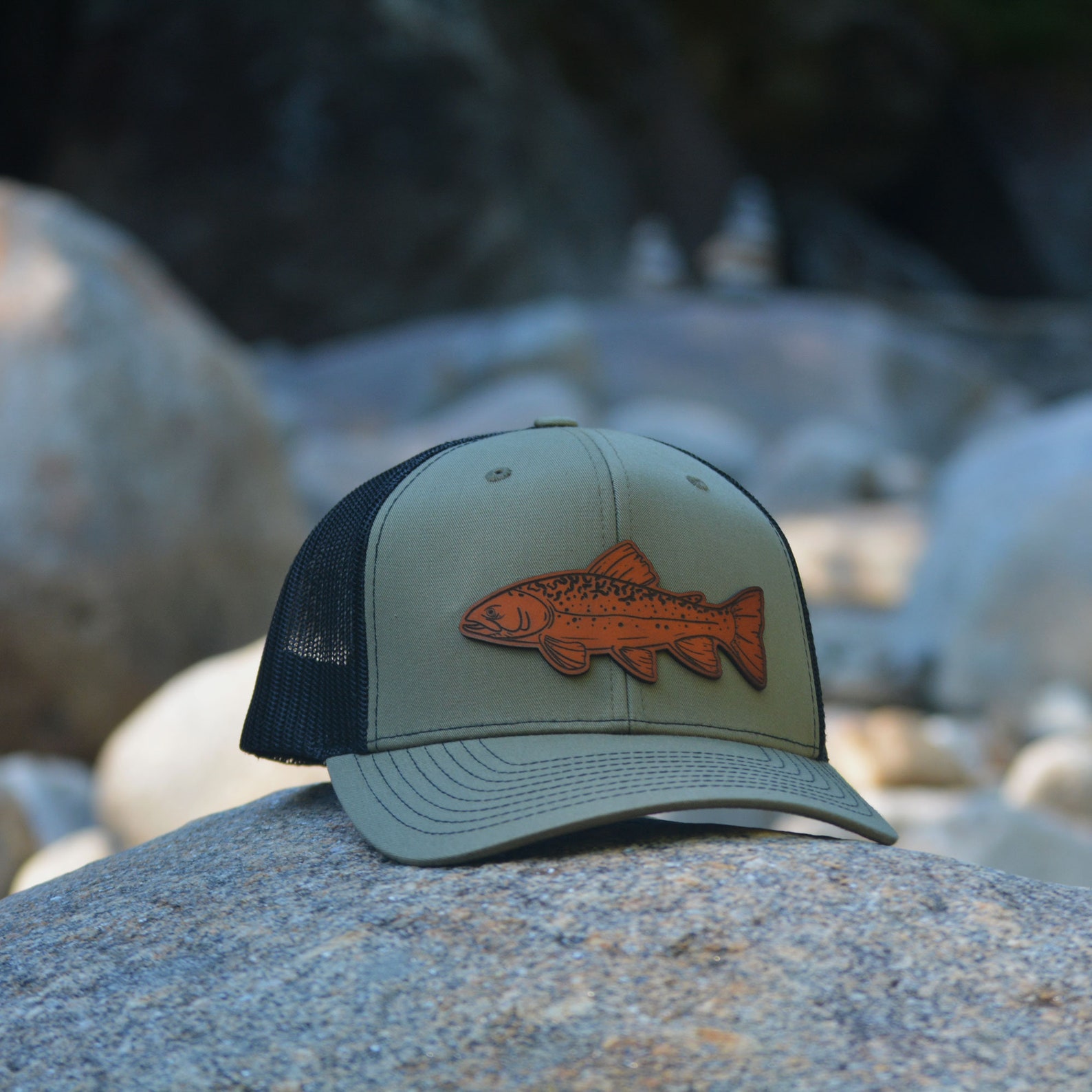 Brook Trout Patch Hat Custom Richardson 112 Leather Patch Etsy