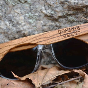 Personalized Wooden Sunglasses, Groomsmen Gift, Wood Sunglasses Polarized, Mens Gift, Mens Sunglasses, Bachelor Party Gifts, Valentines Gift image 2