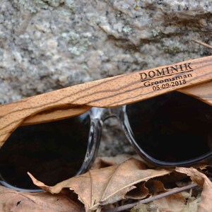 Personalized Wooden Sunglasses, Groomsmen Gift, Wood Sunglasses Polarized, Mens Gift, Mens Sunglasses, Bachelor Party Gifts, Valentines Gift image 2