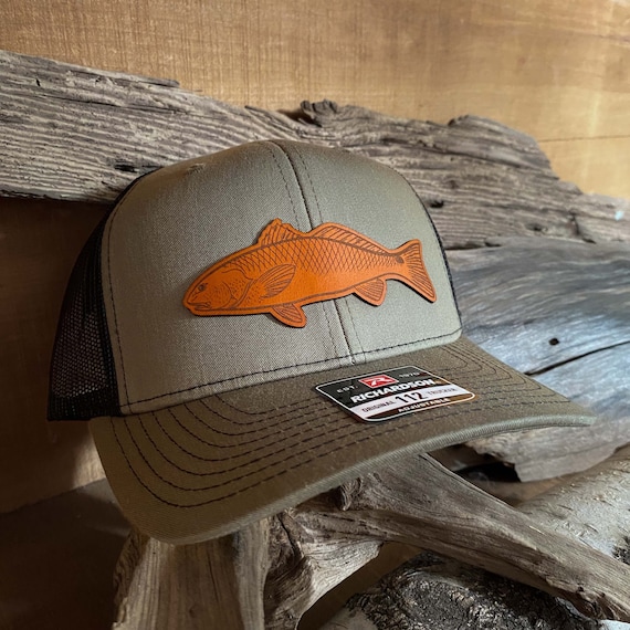 Redfish Patch Hat, Custom Richardson 112 Leather Patch Hat, Leather Patch  Trucker Hat, Fishing Hat, Fish Patch Hat, Red Drum Hat 