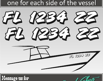 Jetski Registration Numbers Vinyl Decal Sticker Choose a Font 3/"x 18/" Set of 2